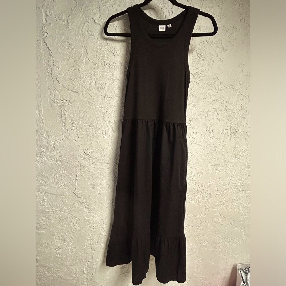 Gap Black, rib top, tiered cotton dress